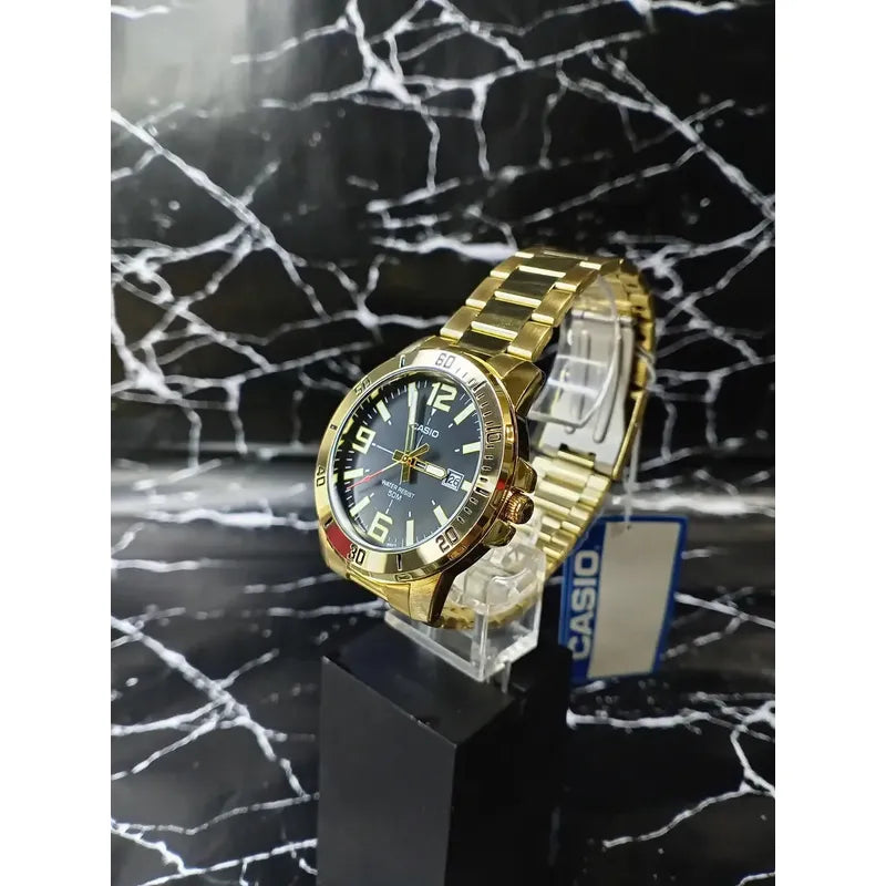 Reloj Casio Analógico Dorado Para Mujer Con Correa De Acero Inoxidable Negro
