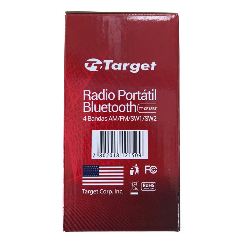Radio Target Portátil Bluetooth/usb/4 Bandas Am/fm/sw1/sw2 Negro