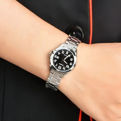 Reloj Mujer Casio Ltp-1308d 1b Sumergible 50m Plateado Negro