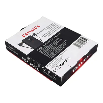 Cargador Portátil Aiwa 10.000 Usb 4 En 1 Universal Paw-230 Color Negro