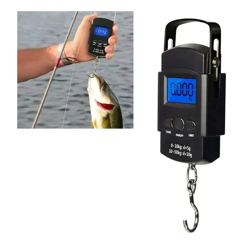 Balanza Pesa Mano Digital Electronica Colgante Portatil Lcd Color Negro