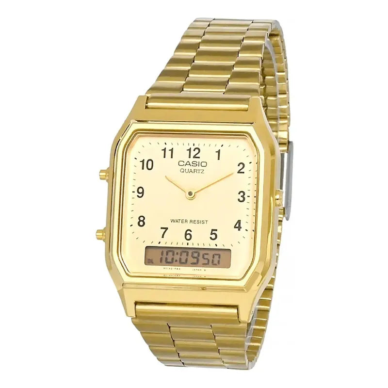 Reloj Unisex Casio Vintage Rectangular Dorado Aq-230ga-9b
