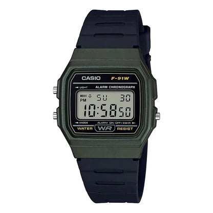 Reloj Casio Digital Unisex F-91wm-3a Negro Verde Oscuro Gris