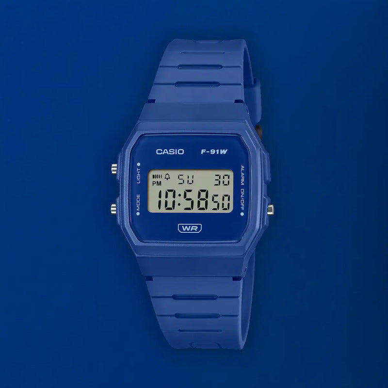 Reloj Unisex Casio F-91wb-2a1df Core Mens Correa Azul Bisel Azul Fondo Azul