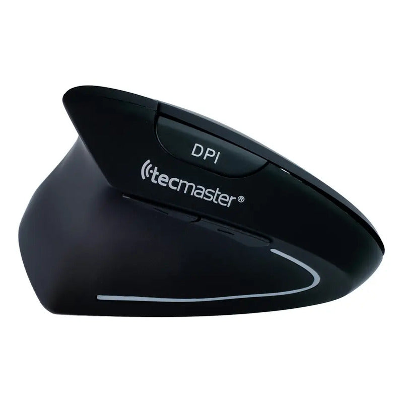 Mouse Vertical Ergonómico Inalámbrico Zurdo Tecmaster 1600 Dpi Negro
