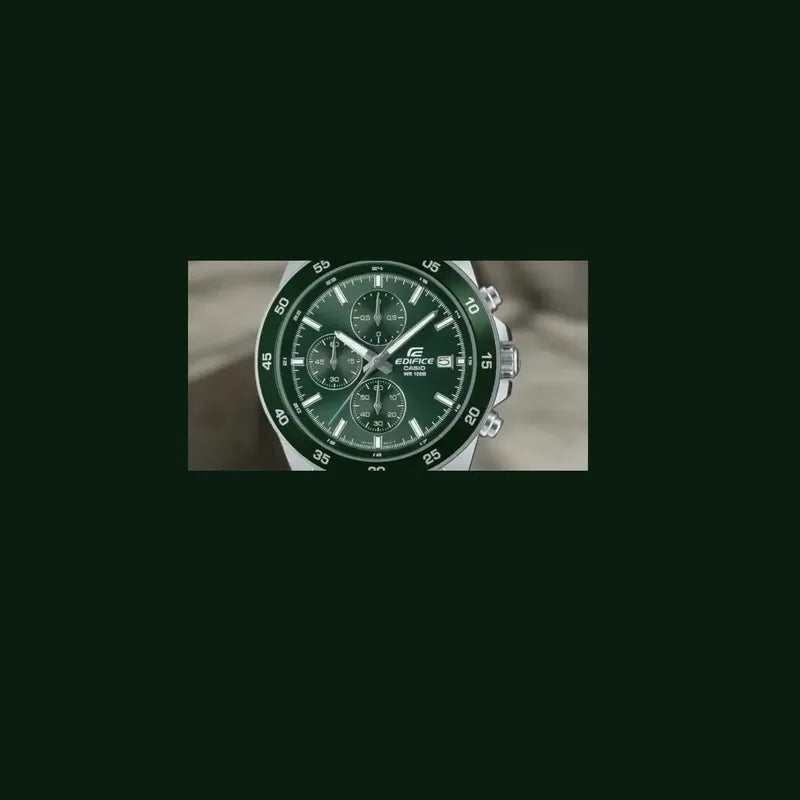 Reloj Casio Edifice Hombre Con Malla Plateada Y Fondo Verde Oscuro Plateado