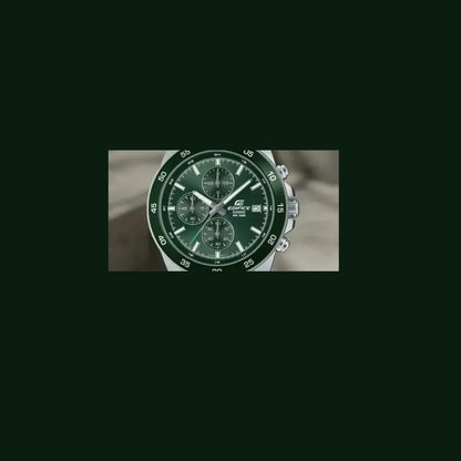 Reloj Casio Edifice Hombre Con Malla Plateada Y Fondo Verde Oscuro Plateado