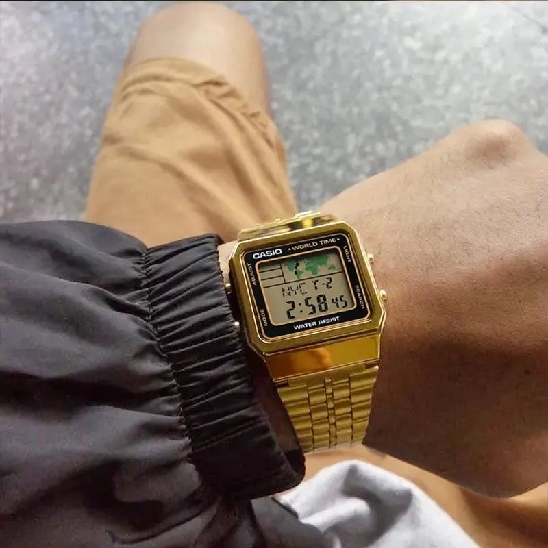 Reloj Casio Hombre A500wga-1d Vintage Dorado Negro Positivo