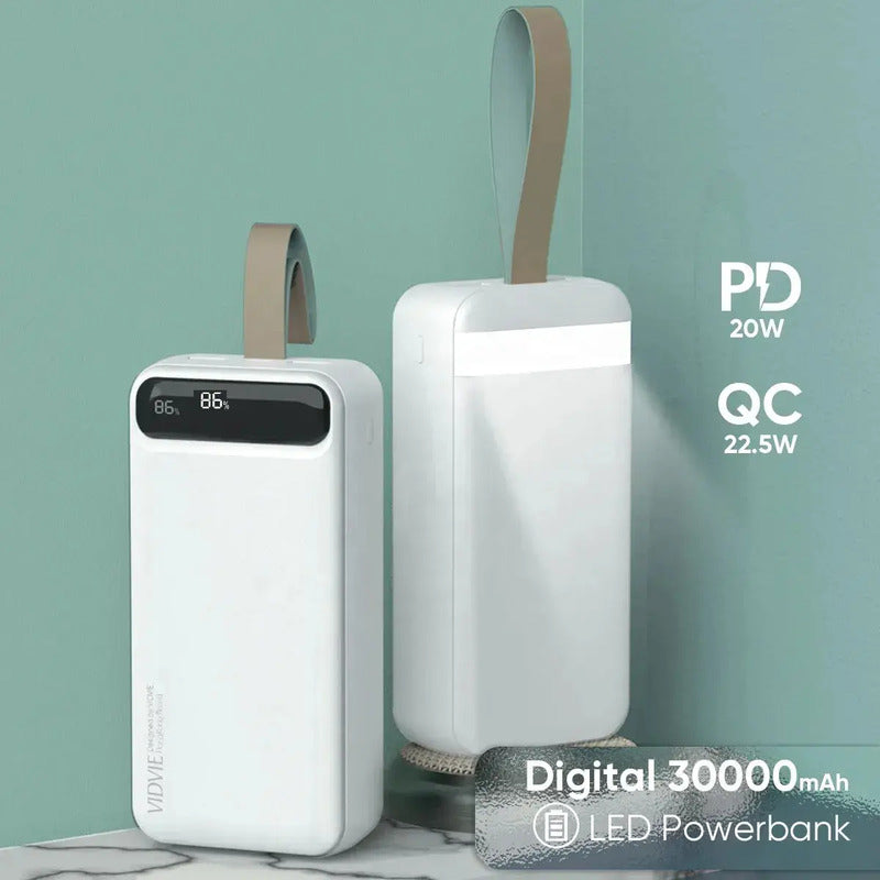 Cargador Portátil Powerbank 30000mah Linterna Led 22.5w Blanco