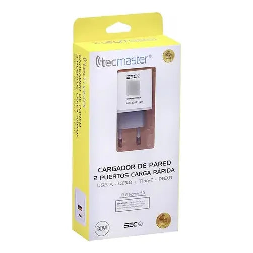 Cargador Carga Rápida Con 2 Puertos 30w Tm-200538-wh Blanco