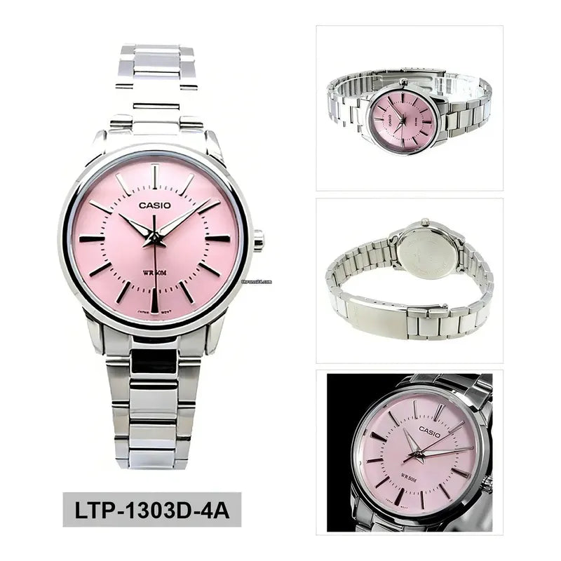 Reloj Casio Dama Ltp-1303d-4a Agente Oficial Caba Plateado Rosa