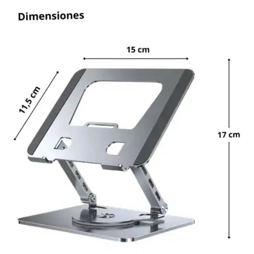 Soporte Giratorio Aluminio Ajustable Plegable Tablet Gris Oscuro