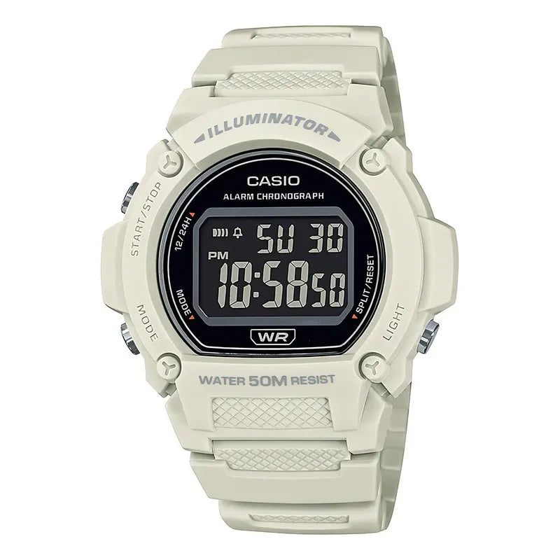 Reloj Pulsera Digital Casio W-219h-8bvcf Con Correa De Resina Color Blanco - Bisel Negro