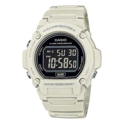 Reloj Pulsera Digital Casio W-219h-8bvcf Con Correa De Resina Color Blanco - Bisel Negro