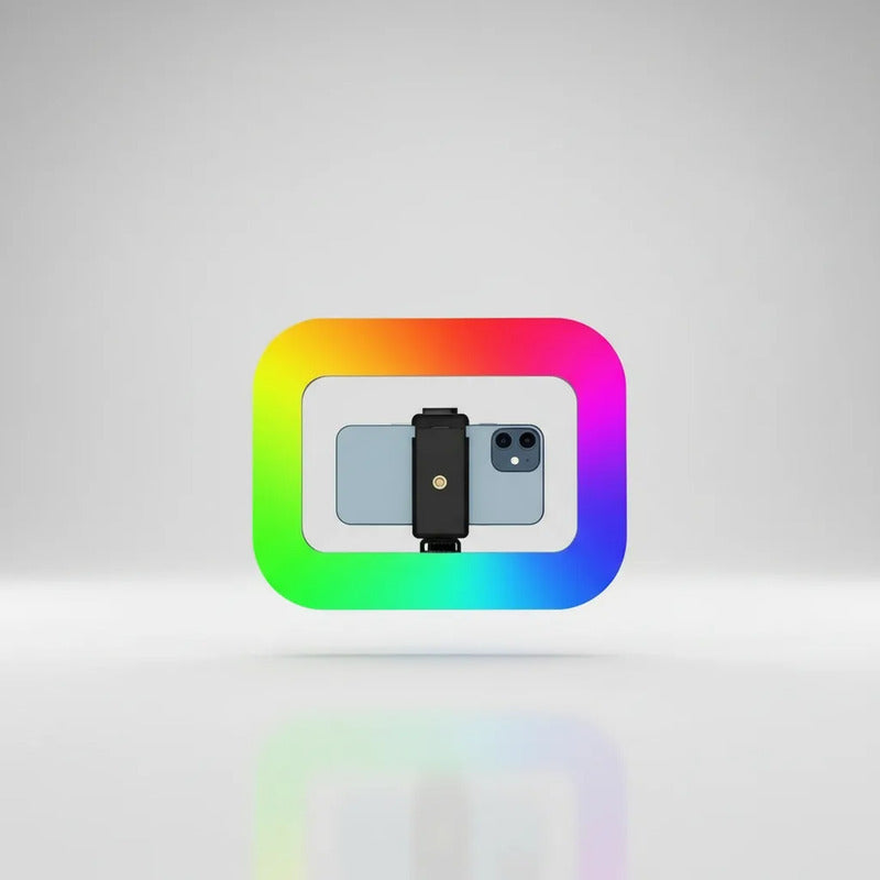 Aro De Luz Led Rgb Multicolor Recargable Selfie Inalambrico Negro Rgb