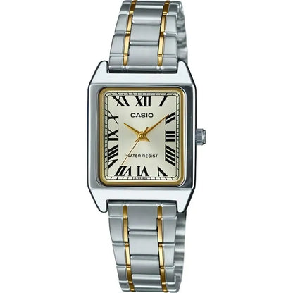 Reloj Casio Dama Ltp-v007sg-9b Acero Combinado Numeros Romanos Plata Beige
