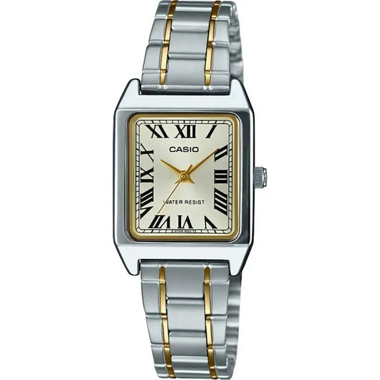 Reloj Casio Dama Ltp-v007sg-9b Acero Combinado Numeros Romanos Plata Beige