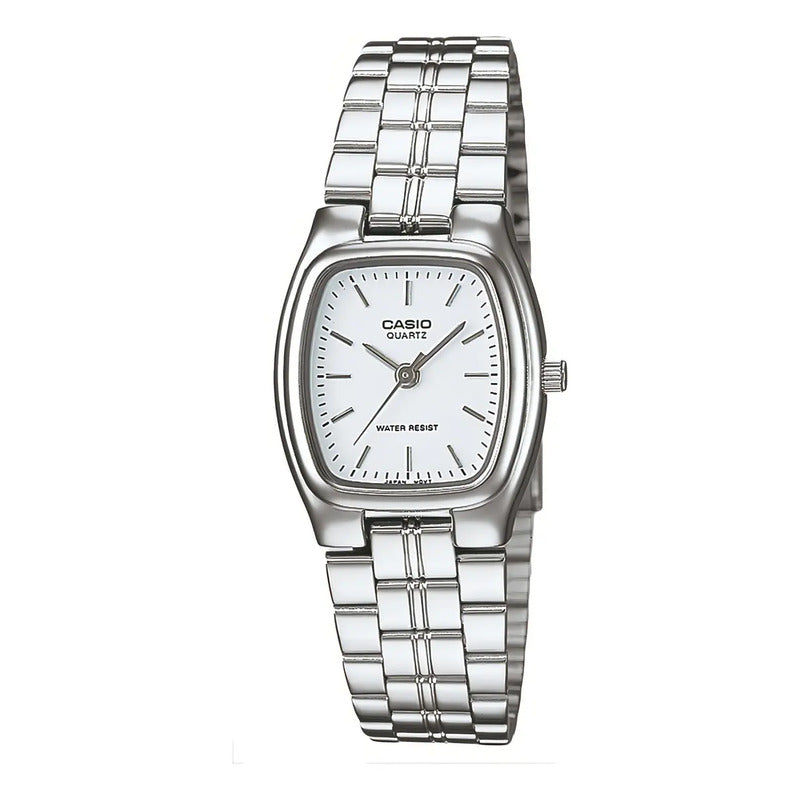 Reloj Casio Para Mujer Con Correa De Acero Inoxidable Plateado Blanco