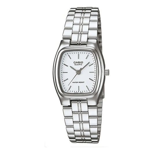 Reloj Casio Para Mujer Con Correa De Acero Inoxidable Plateado Blanco