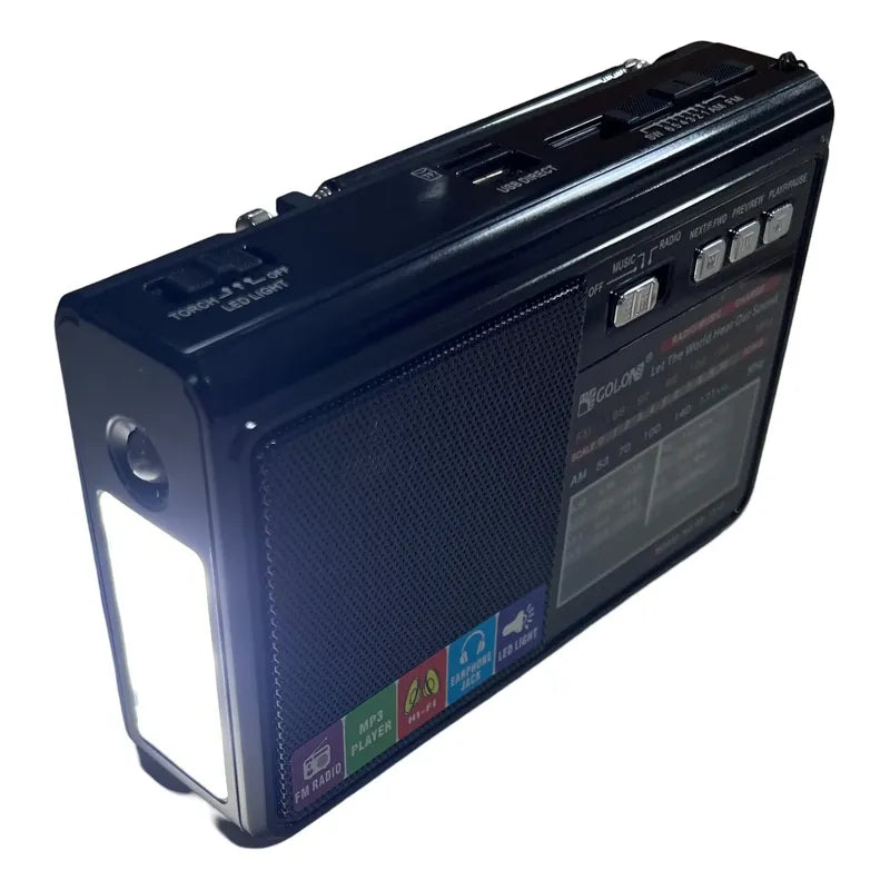 Radio Portátil Recargable Con Linterna 8 Bandas