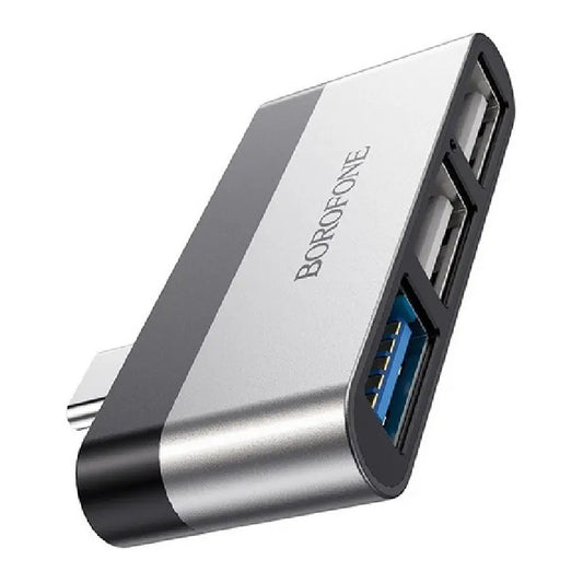 Hub Usb C Borofone Dh1 3 Puertos Usb 3.0 Con Protección Sobrecarga Gris