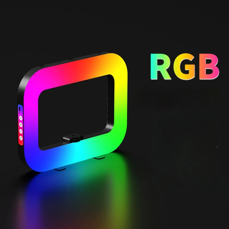 Aro De Luz Led Rgb Multicolor Recargable Selfie Inalambrico Negro Rgb