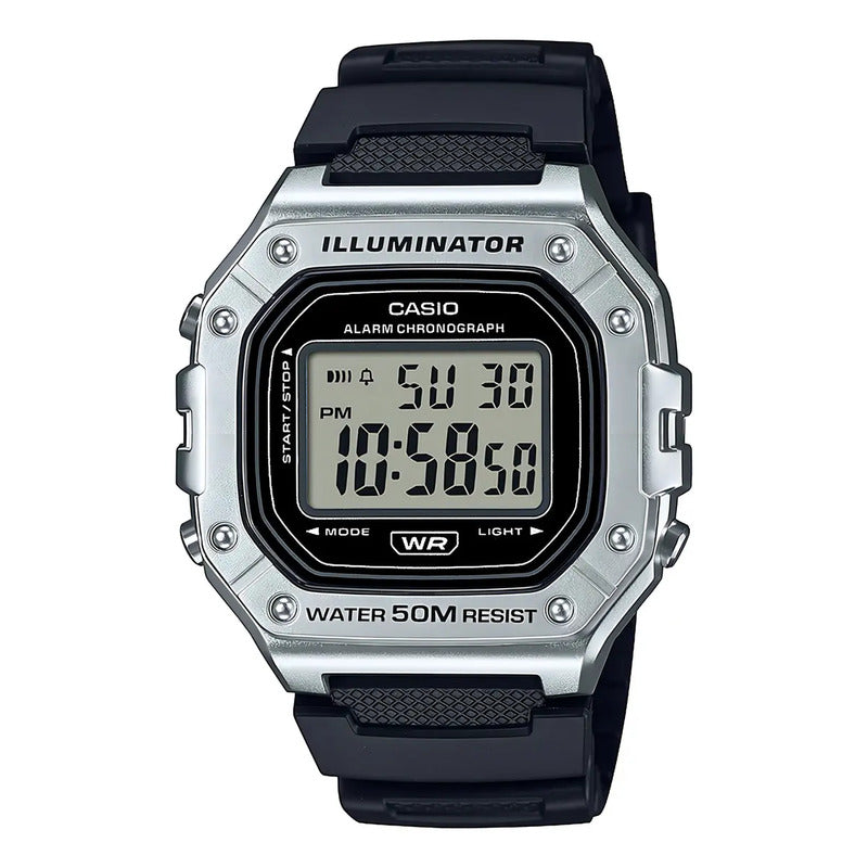 Reloj Casio W-218hm-7a Resina Hombre Plateado Negro