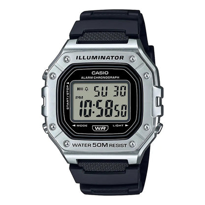 Reloj Casio W-218hm-7a Resina Hombre Plateado Negro
