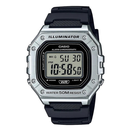 Reloj Casio W-218hm-7a Resina Hombre Plateado Negro