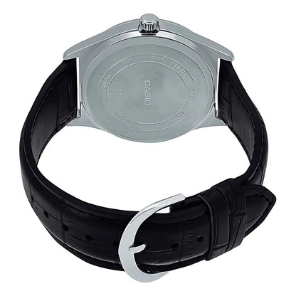 Reloj Casio Clásico De Cuero Para Hombre (números Romanos) Con Correa Negra Negro Plata Blanco