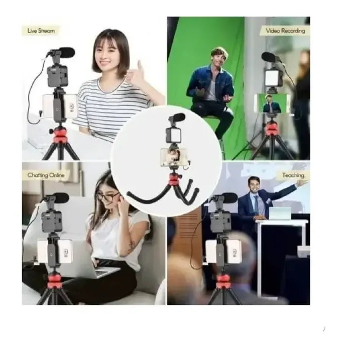 Kit De Accesorios Video-making Ay-49g Tripode + Luz + Mic