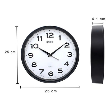 Reloj Casio Mural Iq-151-1df Análogo Borde Negro Fondo Blanco