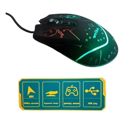 Mouse Gamer Weibo Wb-915 7 Botones Usb Óptico Rgb 3200 Dpi Luminoso Negro