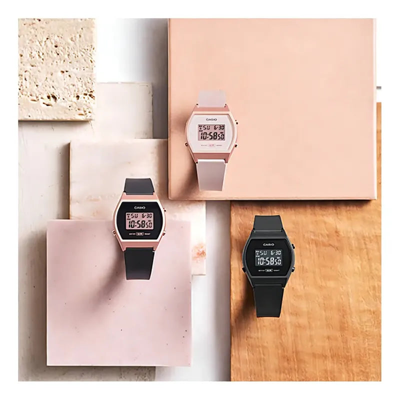 Casio Lw-204-1a Digital Negro Bisel Rosa