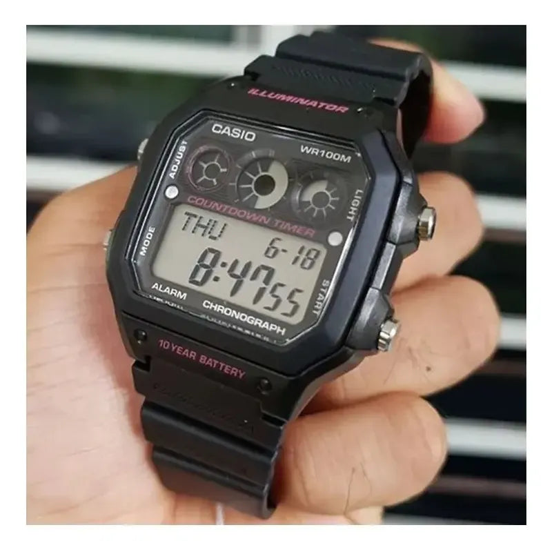 Reloj Pulsera Digital Casio Ae-1300wh-1a2 Con Correa De Resina Color Negro