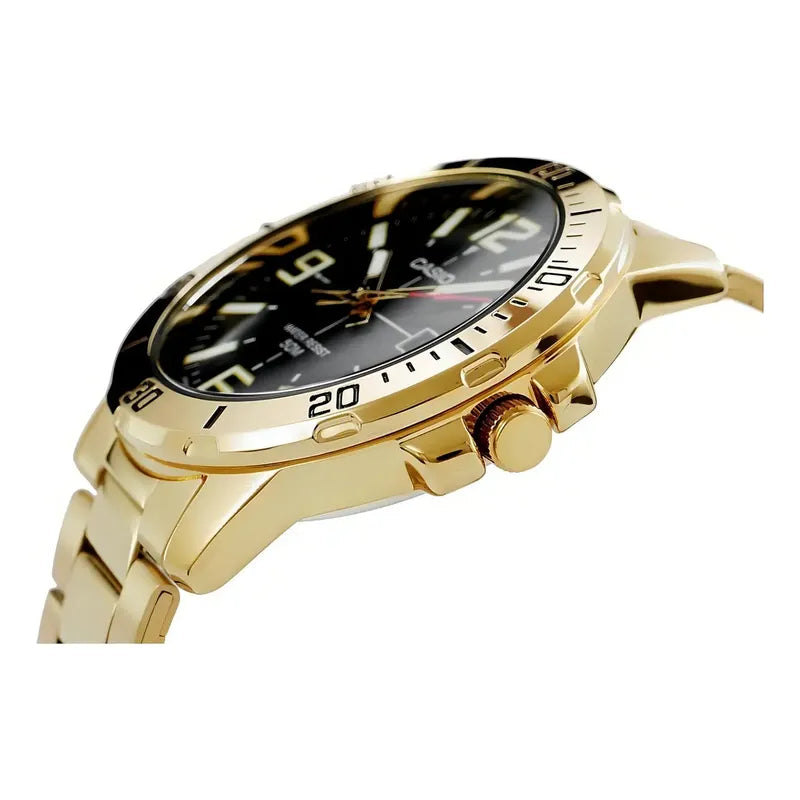 Reloj Casio Analógico Dorado Para Mujer Con Correa De Acero Inoxidable Negro