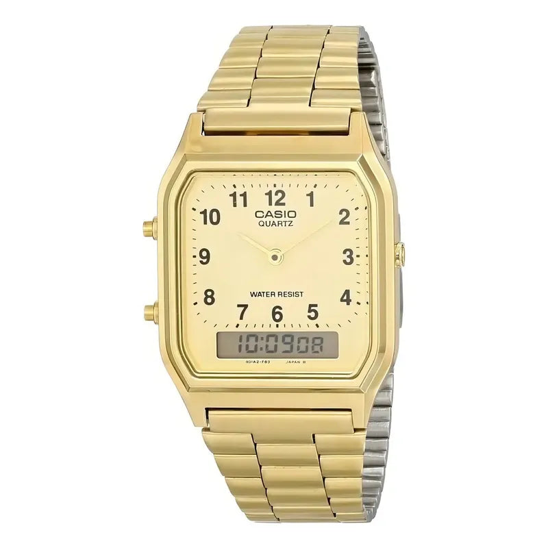 Reloj Unisex Casio Vintage Rectangular Dorado Aq-230ga-9b