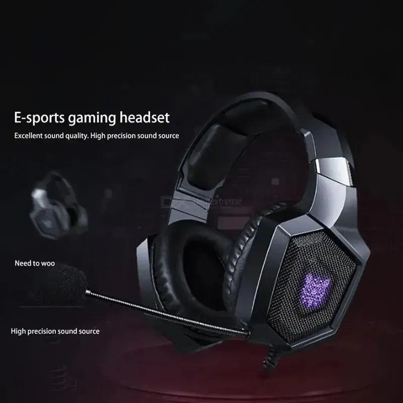 Audifonos Gamer Profesional  K8 Led Para Pc Con Microfono Negro