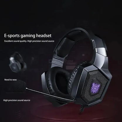 Audifonos Gamer Profesional  K8 Led Para Pc Con Microfono Negro