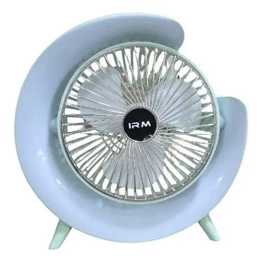 Ventilador De Mesa Recargable Usb 2 En 1 Con Lámpara Luz Led 16.5 Cm Verde Claro Blanco Plástico 3
