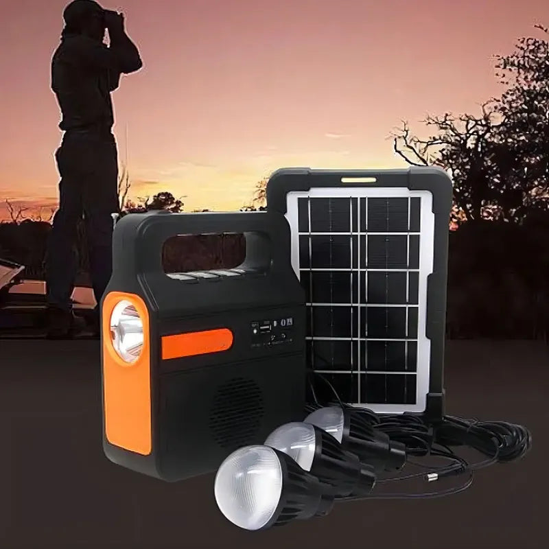 Radio Linterna Luz Solar A Bateria Con 3 Luces Usb Mp3 Color De La Linterna Negro Color De La Luz Blanco