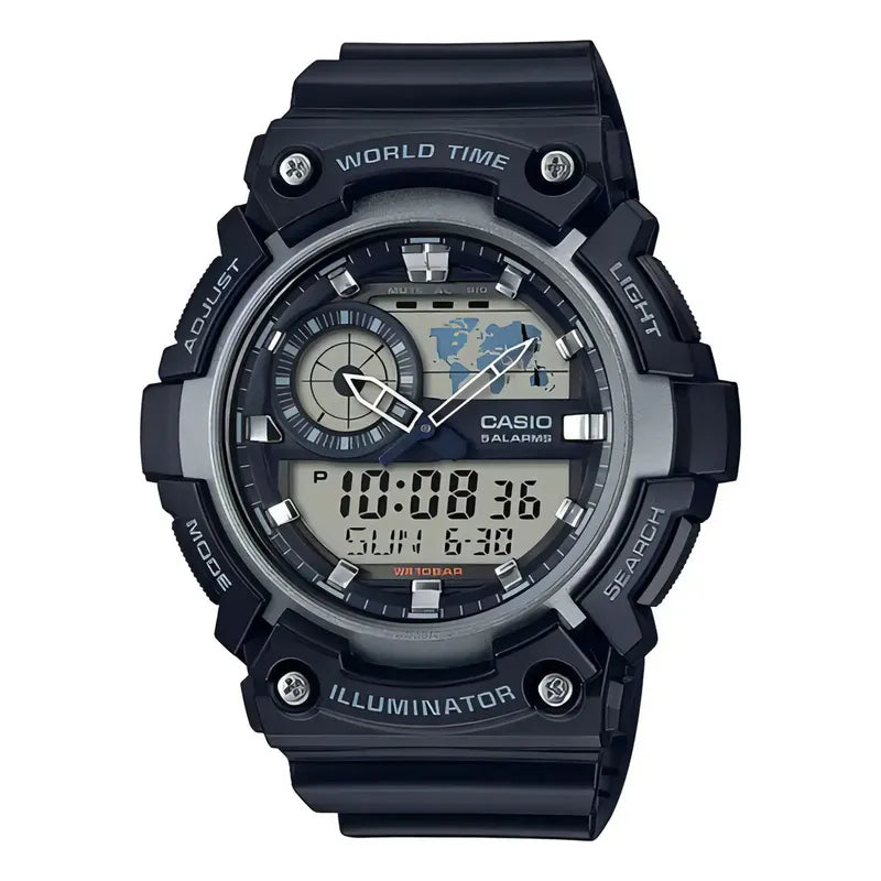 Reloj Casio Aeq200w-1avdf Cuarzo Hombre Color De La Correa Negro