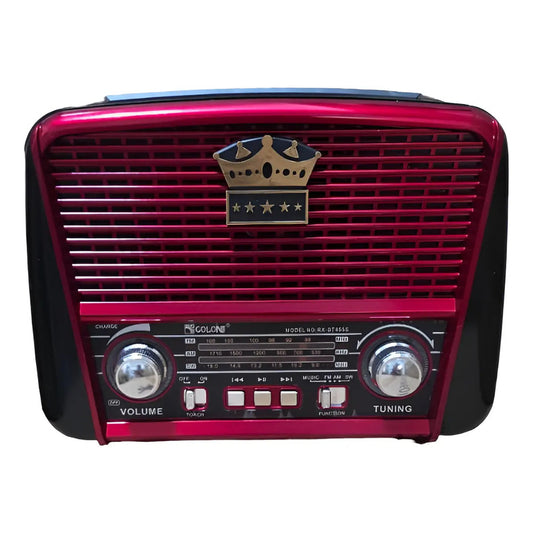 Rádio Portátil Retrô Vintage Am Fm Bluetooth Usb Rx-bt455s Marron Con Rojo