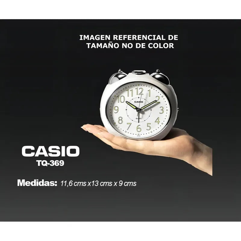 Reloj Despertador Casio Tq-369-1df Con Luz Y Alarma - Negro