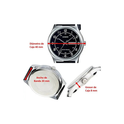 Reloj Casio Mtpv006l-1b2udf Cuarzo Unisex Color De La Correa Mtp-v006l-1b2 Plateado Negro