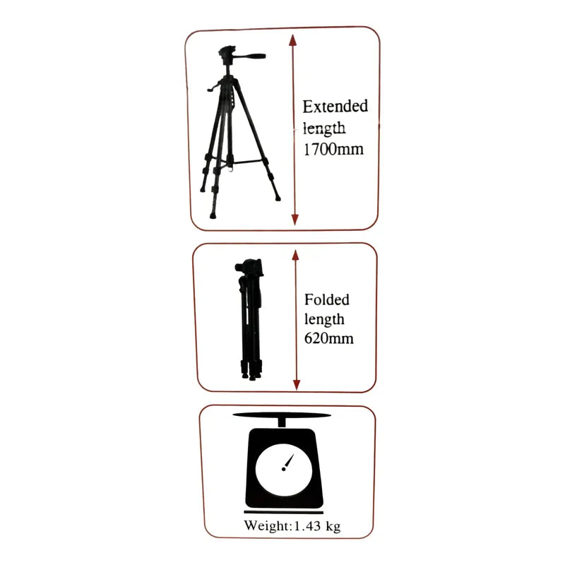 Tripie Para Celular Camaras Soporte Ajustable Aluminio Negro Negro