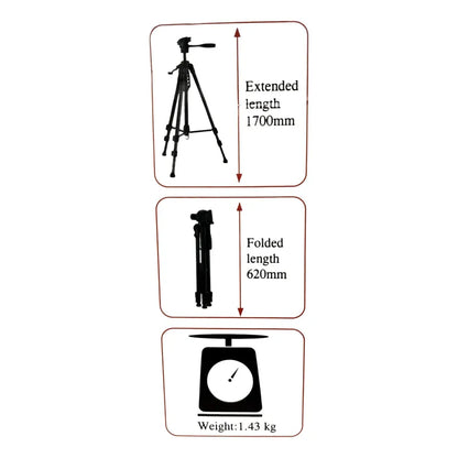 Tripie Para Celular Camaras Soporte Ajustable Aluminio Negro Negro