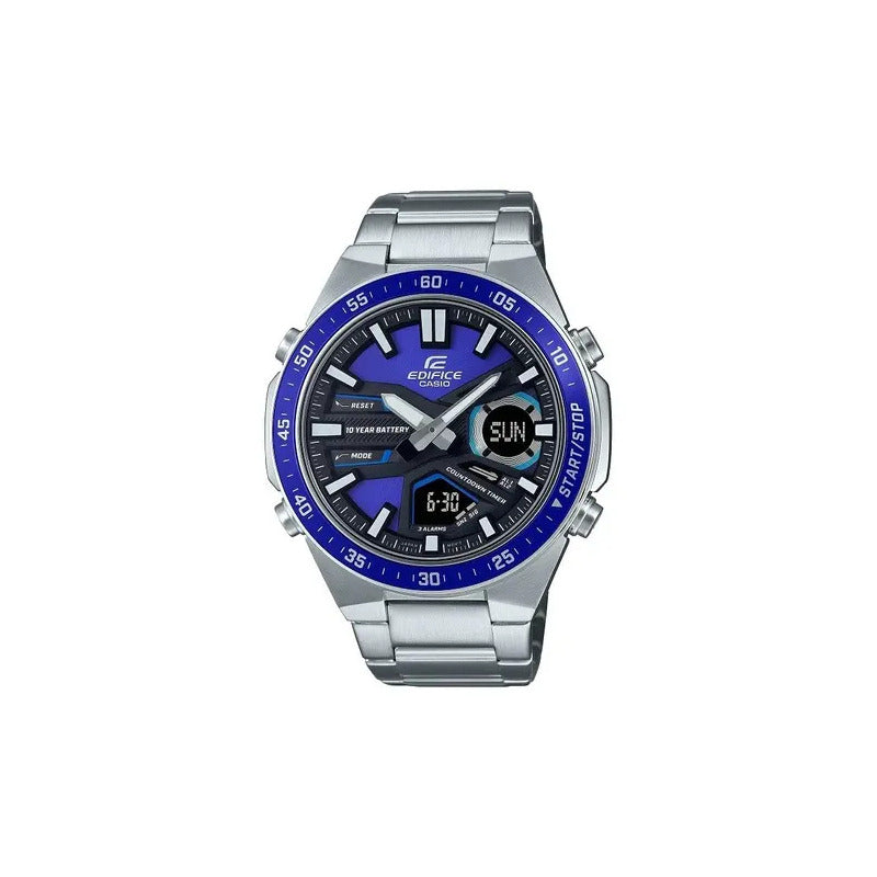 Reloj Casio Edifice Anadigi Correa De Acero Impermeable Para Hombre Color Plata Plata 2