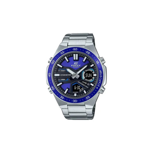 Reloj Casio Edifice Anadigi Correa De Acero Impermeable Para Hombre Color Plata Plata 2