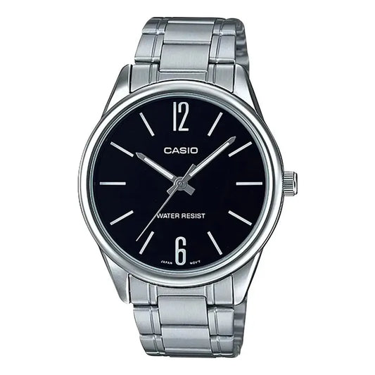 Reloj Casio Mtp-v005d-1b Hombre Acero Plata Full Color De La Correa Plateado Negro